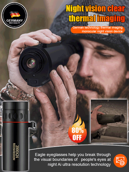 🔥Only a few full sets❤️German-engineered thermal imaging technology. ✨See what others can't.✨Detects heat signatures up to 1200 yards away. Instantly.🌷IP67 waterproof. Military-grade. Designed for hunting.🍄Penetrates fog, brush, and the darkest nights.💧