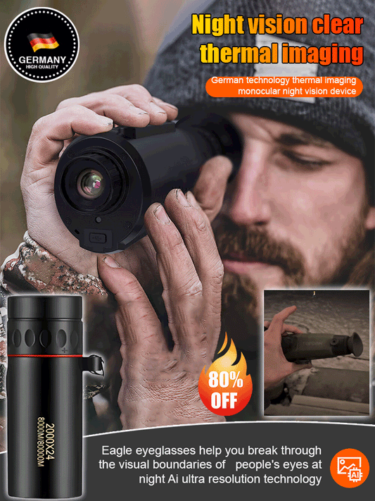🔥Only a few full sets❤️German-engineered thermal imaging technology. ✨See what others can't.✨Detects heat signatures up to 1200 yards away. Instantly.🌷IP67 waterproof. Military-grade. Designed for hunting.🍄Penetrates fog, brush, and the darkest nights.💧