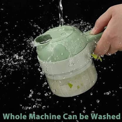 The 4-in-1 Electric Kitchen Assistant – Chop, Slice, Grate in Seconds, No Knife Skills Needed.